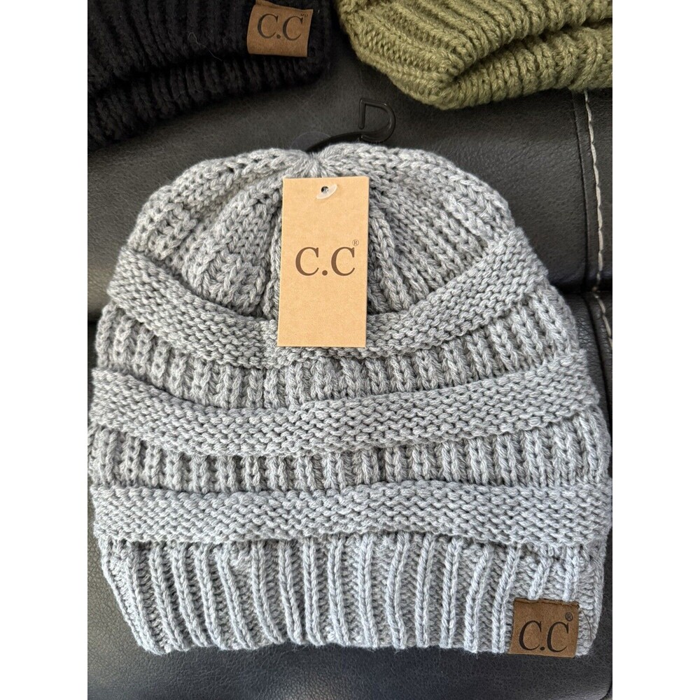 Bundle of 3 CC Beanie Woman’s Knit Slouchy Thick Cap Hat Solid Colors - Picture 8 of 16